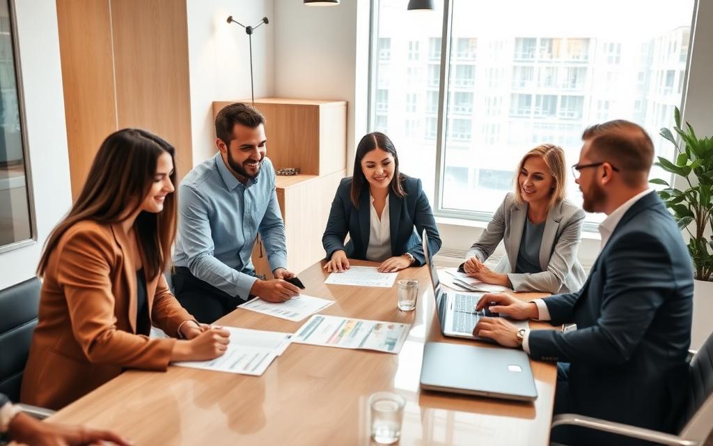 Professional real estate team collaboration